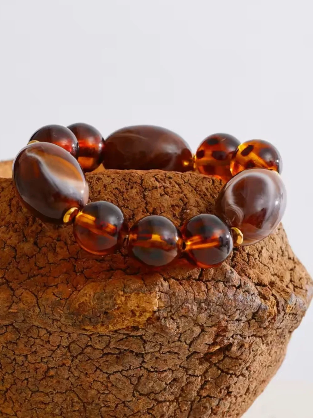 Amber Beaded Stretch Bracelet